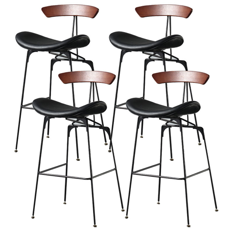 Industrial Footrest Low Back Barstool Matte Finish Leather Milk Tea Shop Stool Dark Brown Black 4 Piece Set Clearhalo 'Bar Furniture' 'Bar Stools' 'bar_stools' 'furn' 'furn_bar_stools' 'Furniture' 'furniture_bar_stools' 'Kitchen & Dining Furniture' 4807844