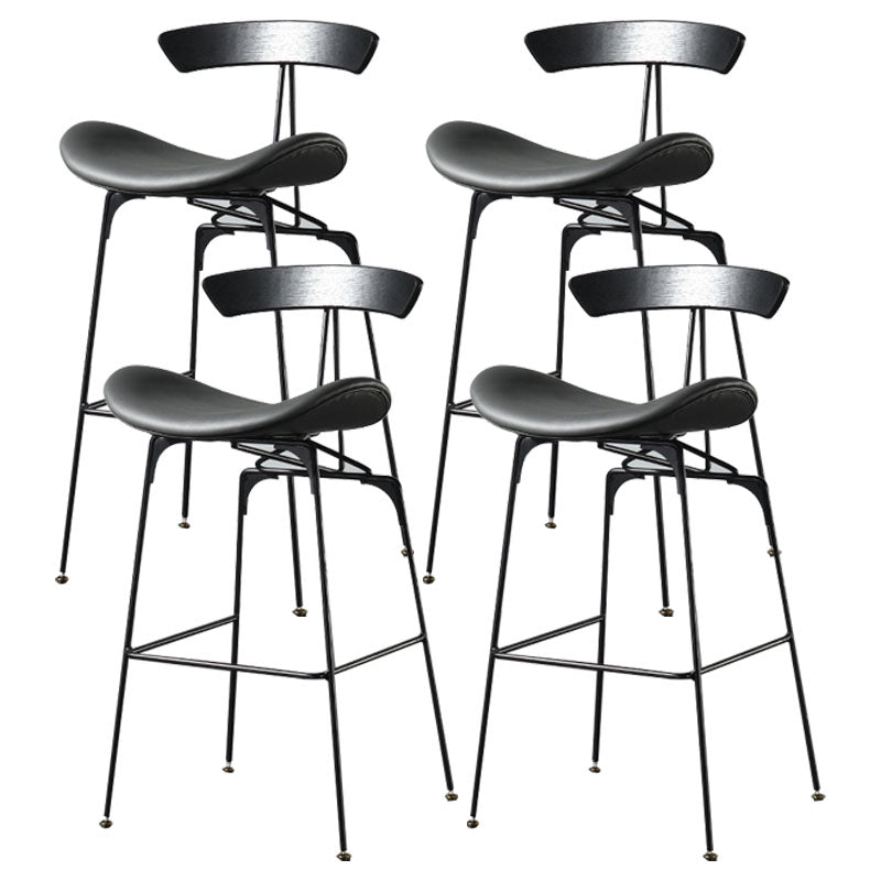 Industrial Footrest Low Back Barstool Matte Finish Leather Milk Tea Shop Stool Black Gray 4 Piece Set Clearhalo 'Bar Furniture' 'Bar Stools' 'bar_stools' 'furn' 'furn_bar_stools' 'Furniture' 'furniture_bar_stools' 'Kitchen & Dining Furniture' 4807846