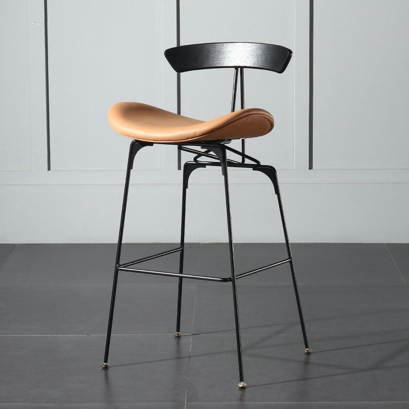 Industrial Footrest Low Back Barstool Matte Finish Leather Milk Tea Shop Stool Clearhalo 'Bar Furniture' 'Bar Stools' 'bar_stools' 'furn' 'furn_bar_stools' 'Furniture' 'furniture_bar_stools' 'Kitchen & Dining Furniture' 4807847