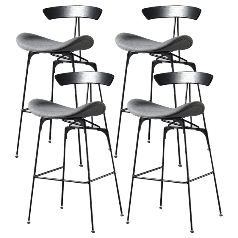Industrial Footrest Low Back Barstool Matte Finish Leather Milk Tea Shop Stool Black Light Grey 4 Piece Set Clearhalo 'Bar Furniture' 'Bar Stools' 'bar_stools' 'furn' 'furn_bar_stools' 'Furniture' 'furniture_bar_stools' 'Kitchen & Dining Furniture' 4807849