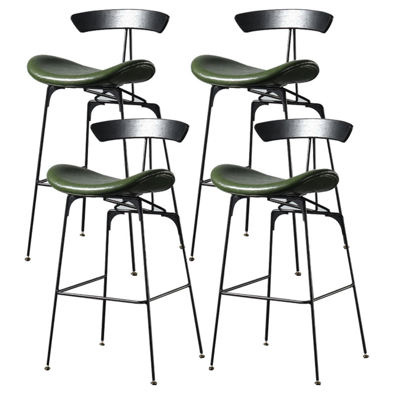 Industrial Footrest Low Back Barstool Matte Finish Leather Milk Tea Shop Stool Black Green 4 Piece Set Clearhalo 'Bar Furniture' 'Bar Stools' 'bar_stools' 'furn' 'furn_bar_stools' 'Furniture' 'furniture_bar_stools' 'Kitchen & Dining Furniture' 4807850