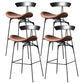 Industrial Footrest Low Back Barstool Matte Finish Leather Milk Tea Shop Stool Black Dark Brown 4 Piece Set Clearhalo 'Bar Furniture' 'Bar Stools' 'bar_stools' 'furn' 'furn_bar_stools' 'Furniture' 'furniture_bar_stools' 'Kitchen & Dining Furniture' 4807852