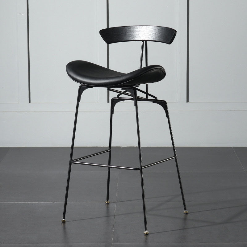 Industrial Footrest Low Back Barstool Matte Finish Leather Milk Tea Shop Stool Clearhalo 'Bar Furniture' 'Bar Stools' 'bar_stools' 'furn' 'furn_bar_stools' 'Furniture' 'furniture_bar_stools' 'Kitchen & Dining Furniture' 4807853