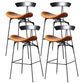 Industrial Footrest Low Back Barstool Matte Finish Leather Milk Tea Shop Stool Black Orange 4 Piece Set Clearhalo 'Bar Furniture' 'Bar Stools' 'bar_stools' 'furn' 'furn_bar_stools' 'Furniture' 'furniture_bar_stools' 'Kitchen & Dining Furniture' 4807856