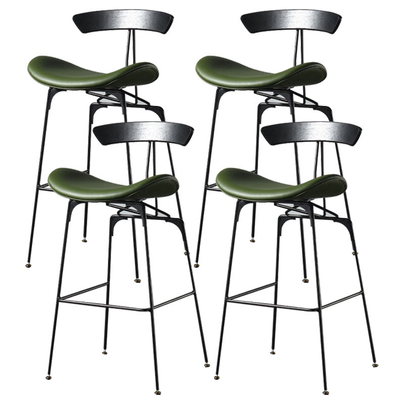 Industrial Footrest Low Back Barstool Matte Finish Leather Milk Tea Shop Stool Black Dark Green 4 Piece Set Clearhalo 'Bar Furniture' 'Bar Stools' 'bar_stools' 'furn' 'furn_bar_stools' 'Furniture' 'furniture_bar_stools' 'Kitchen & Dining Furniture' 4807857