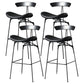Industrial Footrest Low Back Barstool Matte Finish Leather Milk Tea Shop Stool Black Black 4 Piece Set Clearhalo 'Bar Furniture' 'Bar Stools' 'bar_stools' 'furn' 'furn_bar_stools' 'Furniture' 'furniture_bar_stools' 'Kitchen & Dining Furniture' 4807858