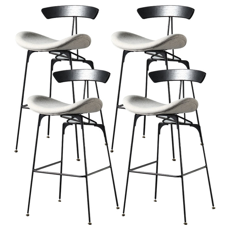 Industrial Footrest Low Back Barstool Matte Finish Leather Milk Tea Shop Stool Black Beige 4 Piece Set Clearhalo 'Bar Furniture' 'Bar Stools' 'bar_stools' 'furn' 'furn_bar_stools' 'Furniture' 'furniture_bar_stools' 'Kitchen & Dining Furniture' 4807859