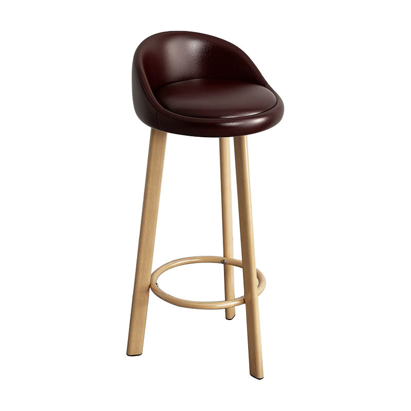 Glam Reception Upholstered Stool Matte Finish Round Footrest Stool Brown Natural 1 Piece Clearhalo 'Bar Furniture' 'Bar Stools' 'bar_stools' 'furn' 'furn_bar_stools' 'Furniture' 'furniture_bar_stools' 'Kitchen & Dining Furniture' 4807898