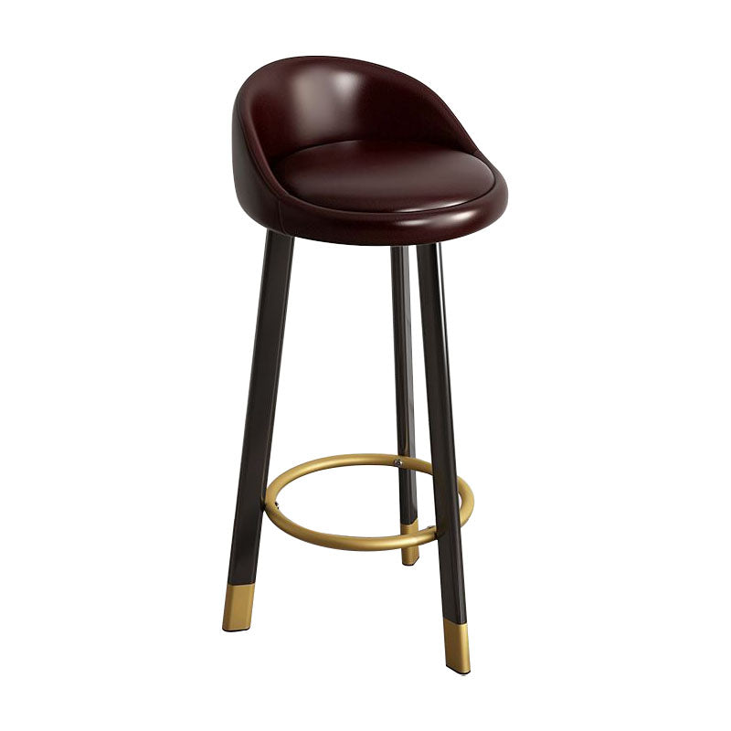 Glam Reception Upholstered Stool Matte Finish Round Footrest Stool Brown Black 1 Piece Clearhalo 'Bar Furniture' 'Bar Stools' 'bar_stools' 'furn' 'furn_bar_stools' 'Furniture' 'furniture_bar_stools' 'Kitchen & Dining Furniture' 4807914