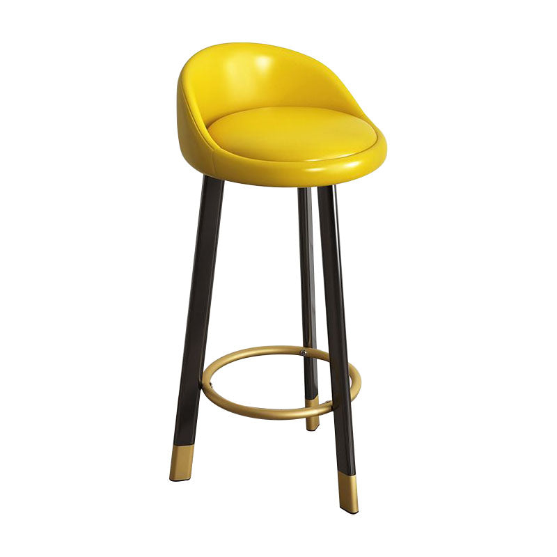 Glam Reception Upholstered Stool Matte Finish Round Footrest Stool Yellow Black 1 Piece Clearhalo 'Bar Furniture' 'Bar Stools' 'bar_stools' 'furn' 'furn_bar_stools' 'Furniture' 'furniture_bar_stools' 'Kitchen & Dining Furniture' 4807917
