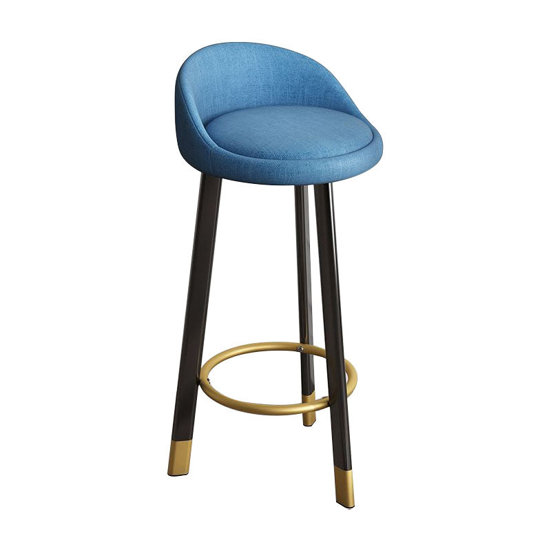 Glam Reception Upholstered Stool Matte Finish Round Footrest Stool Lake Blue Black 1 Piece Clearhalo 'Bar Furniture' 'Bar Stools' 'bar_stools' 'furn' 'furn_bar_stools' 'Furniture' 'furniture_bar_stools' 'Kitchen & Dining Furniture' 4807920