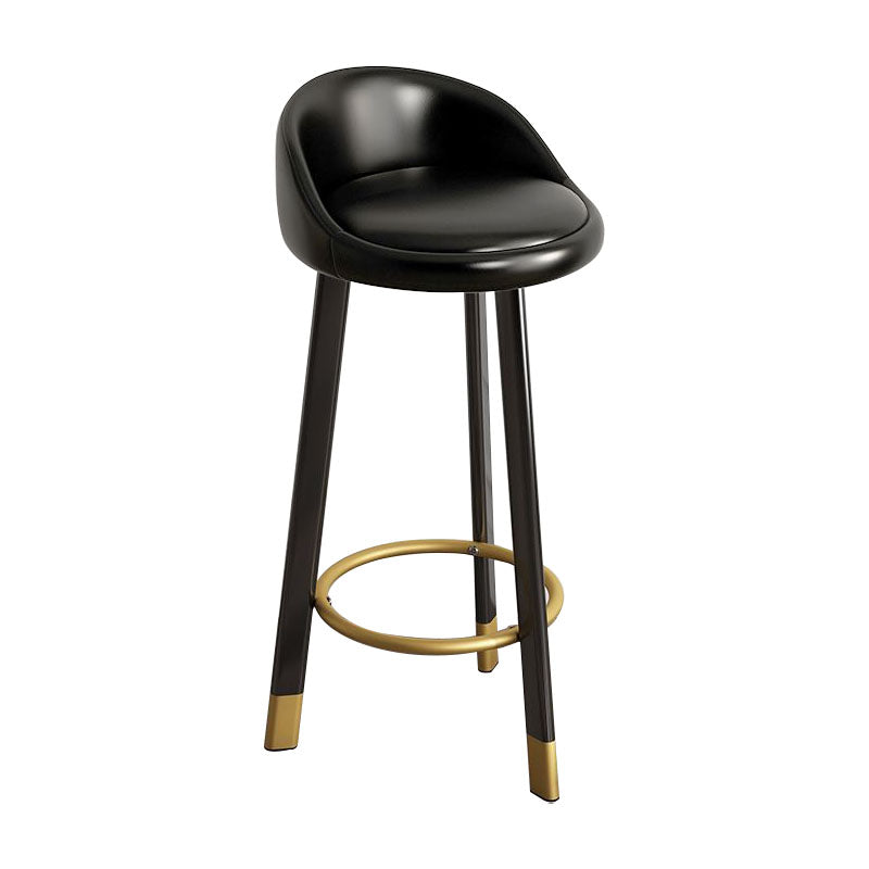 Glam Reception Upholstered Stool Matte Finish Round Footrest Stool Gloss Black Black 1 Piece Clearhalo 'Bar Furniture' 'Bar Stools' 'bar_stools' 'furn' 'furn_bar_stools' 'Furniture' 'furniture_bar_stools' 'Kitchen & Dining Furniture' 4807924