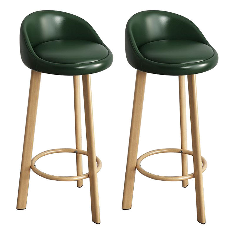 Glam Reception Upholstered Stool Matte Finish Round Footrest Stool Blackish Green Natural 2 Piece Set Clearhalo 'Bar Furniture' 'Bar Stools' 'bar_stools' 'furn' 'furn_bar_stools' 'Furniture' 'furniture_bar_stools' 'Kitchen & Dining Furniture' 4807926