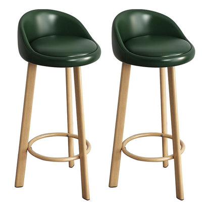 Glam Reception Upholstered Stool Matte Finish Round Footrest Stool Blackish Green Natural 2 Piece Set Clearhalo 'Bar Furniture' 'Bar Stools' 'bar_stools' 'furn' 'furn_bar_stools' 'Furniture' 'furniture_bar_stools' 'Kitchen & Dining Furniture' 4807926