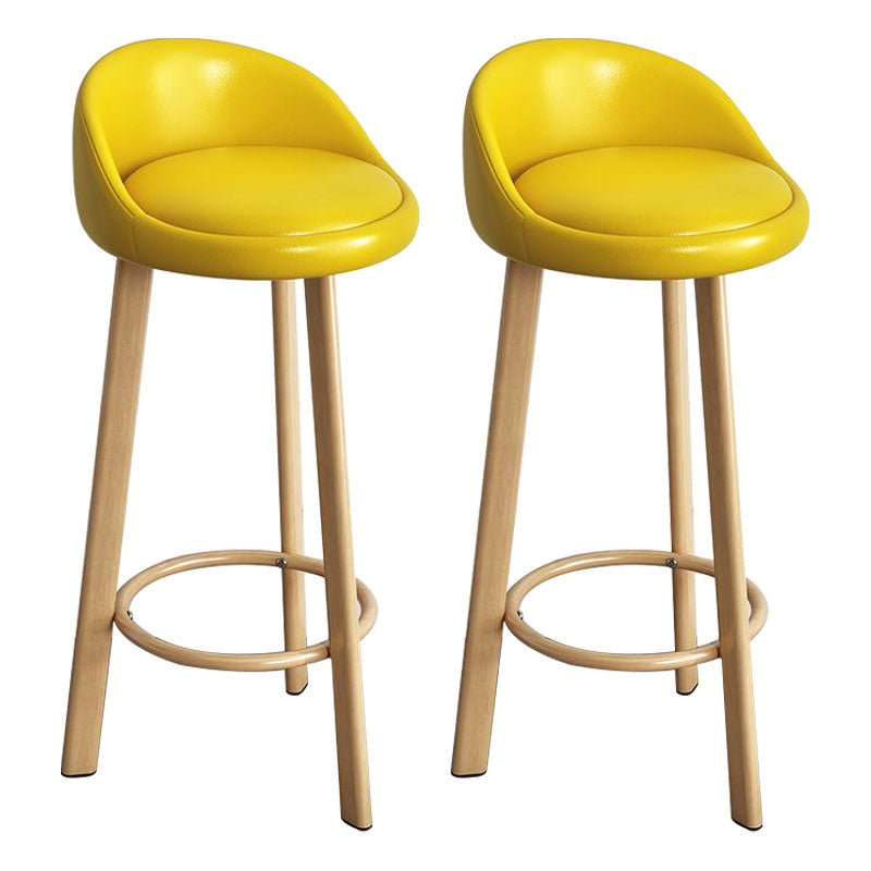 Glam Reception Upholstered Stool Matte Finish Round Footrest Stool Yellow Natural 2 Piece Set Clearhalo 'Bar Furniture' 'Bar Stools' 'bar_stools' 'furn' 'furn_bar_stools' 'Furniture' 'furniture_bar_stools' 'Kitchen & Dining Furniture' 4807927