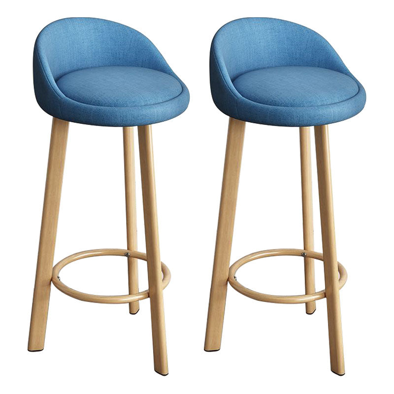 Glam Reception Upholstered Stool Matte Finish Round Footrest Stool Lake Blue Natural 2 Piece Set Clearhalo 'Bar Furniture' 'Bar Stools' 'bar_stools' 'furn' 'furn_bar_stools' 'Furniture' 'furniture_bar_stools' 'Kitchen & Dining Furniture' 4807928