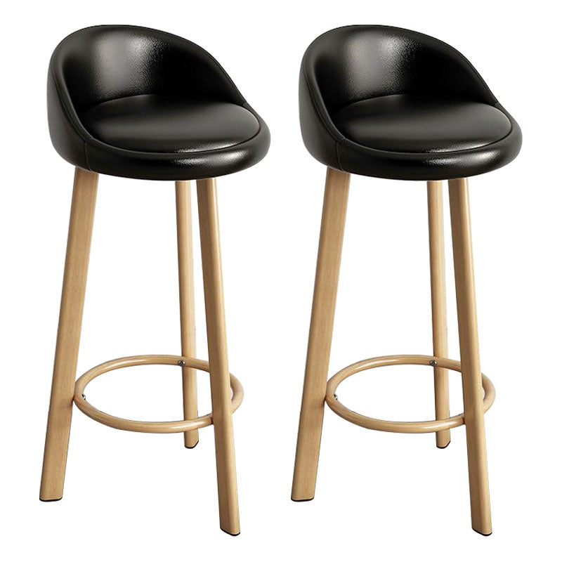 Glam Reception Upholstered Stool Matte Finish Round Footrest Stool Gloss Black Natural 2 Piece Set Clearhalo 'Bar Furniture' 'Bar Stools' 'bar_stools' 'furn' 'furn_bar_stools' 'Furniture' 'furniture_bar_stools' 'Kitchen & Dining Furniture' 4807932