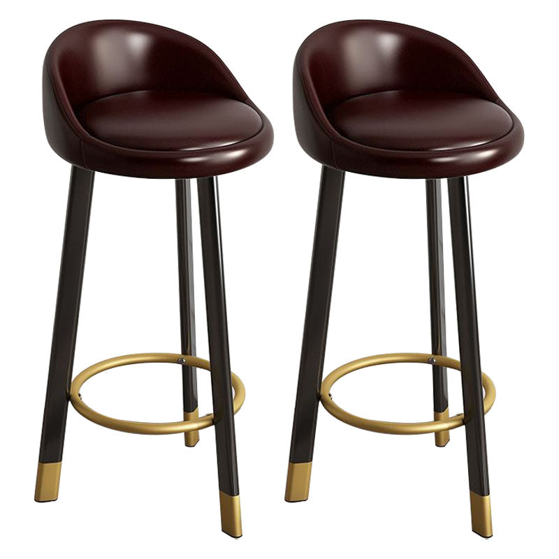 Glam Reception Upholstered Stool Matte Finish Round Footrest Stool Brown Black 2 Piece Set Clearhalo 'Bar Furniture' 'Bar Stools' 'bar_stools' 'furn' 'furn_bar_stools' 'Furniture' 'furniture_bar_stools' 'Kitchen & Dining Furniture' 4807933