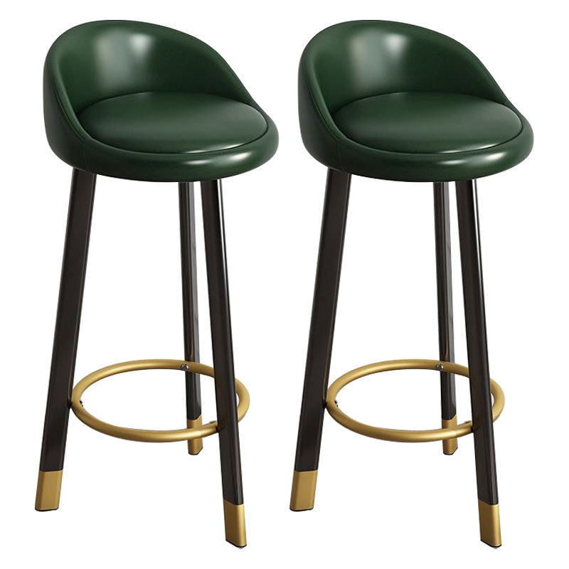 Glam Reception Upholstered Stool Matte Finish Round Footrest Stool Blackish Green Black 2 Piece Set Clearhalo 'Bar Furniture' 'Bar Stools' 'bar_stools' 'furn' 'furn_bar_stools' 'Furniture' 'furniture_bar_stools' 'Kitchen & Dining Furniture' 4807934