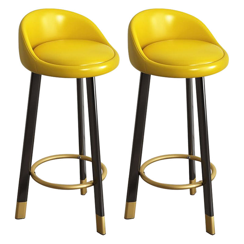 Glam Reception Upholstered Stool Matte Finish Round Footrest Stool Yellow Black 2 Piece Set Clearhalo 'Bar Furniture' 'Bar Stools' 'bar_stools' 'furn' 'furn_bar_stools' 'Furniture' 'furniture_bar_stools' 'Kitchen & Dining Furniture' 4807935