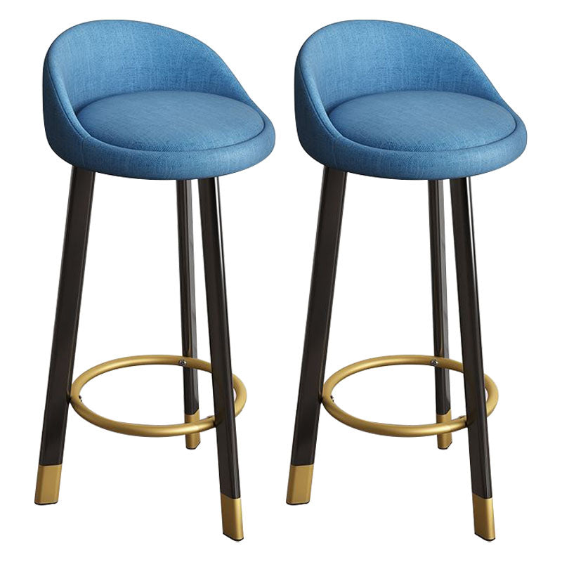 Glam Reception Upholstered Stool Matte Finish Round Footrest Stool Lake Blue Black 2 Piece Set Clearhalo 'Bar Furniture' 'Bar Stools' 'bar_stools' 'furn' 'furn_bar_stools' 'Furniture' 'furniture_bar_stools' 'Kitchen & Dining Furniture' 4807936