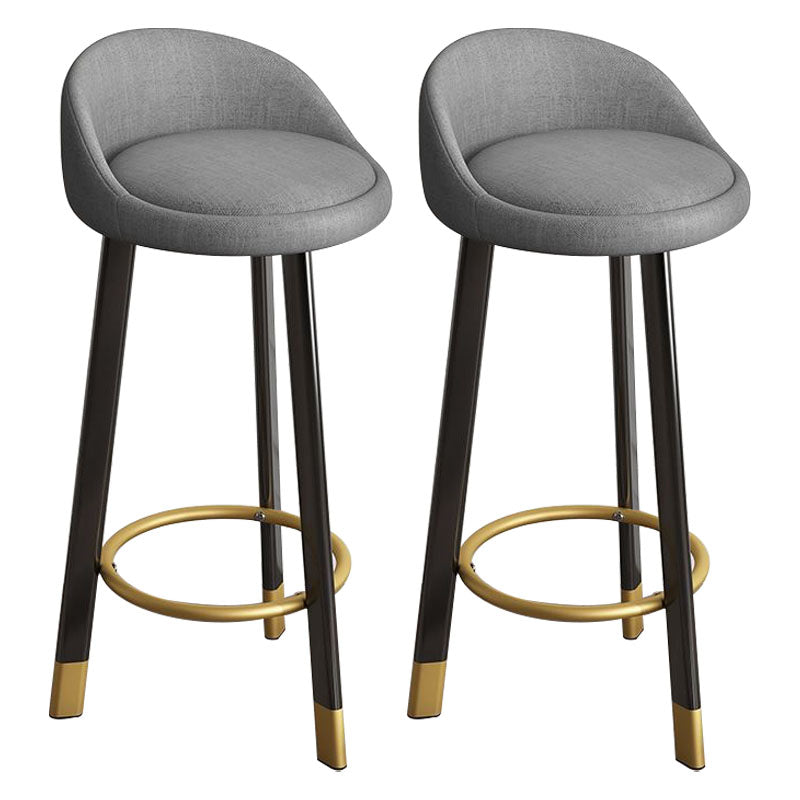 Glam Reception Upholstered Stool Matte Finish Round Footrest Stool Grey Black 2 Piece Set Clearhalo 'Bar Furniture' 'Bar Stools' 'bar_stools' 'furn' 'furn_bar_stools' 'Furniture' 'furniture_bar_stools' 'Kitchen & Dining Furniture' 4807937