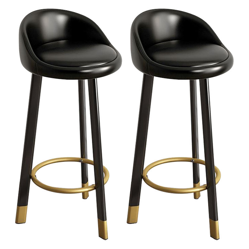 Glam Reception Upholstered Stool Matte Finish Round Footrest Stool Gloss Black Black 2 Piece Set Clearhalo 'Bar Furniture' 'Bar Stools' 'bar_stools' 'furn' 'furn_bar_stools' 'Furniture' 'furniture_bar_stools' 'Kitchen & Dining Furniture' 4807940
