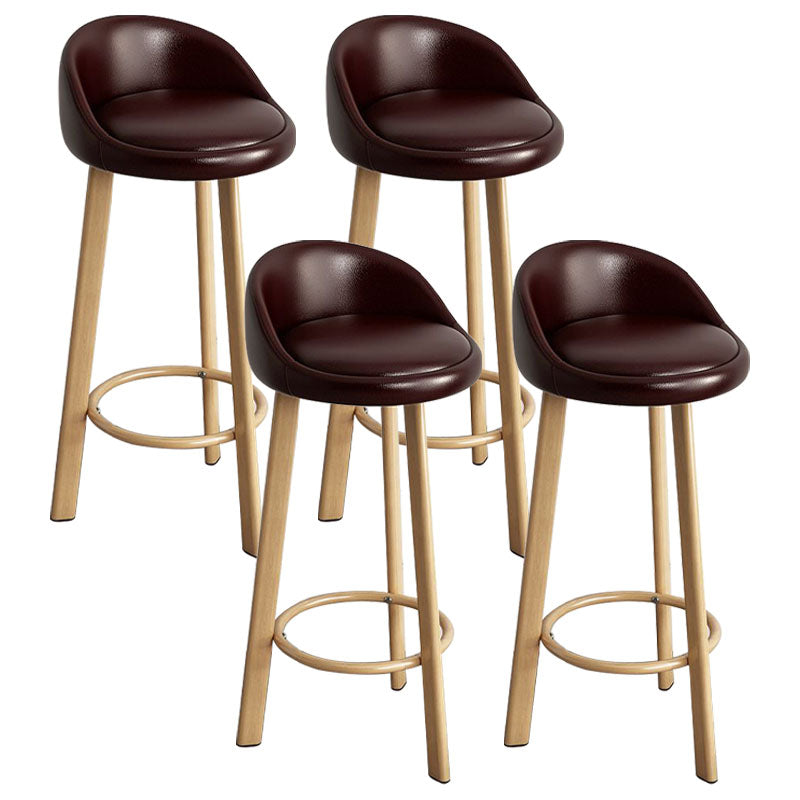 Glam Reception Upholstered Stool Matte Finish Round Footrest Stool Brown Natural 4 Piece Set Clearhalo 'Bar Furniture' 'Bar Stools' 'bar_stools' 'furn' 'furn_bar_stools' 'Furniture' 'furniture_bar_stools' 'Kitchen & Dining Furniture' 4807941