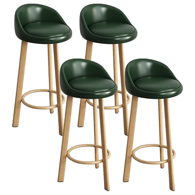 Glam Reception Upholstered Stool Matte Finish Round Footrest Stool Blackish Green Natural 4 Piece Set Clearhalo 'Bar Furniture' 'Bar Stools' 'bar_stools' 'furn' 'furn_bar_stools' 'Furniture' 'furniture_bar_stools' 'Kitchen & Dining Furniture' 4807942