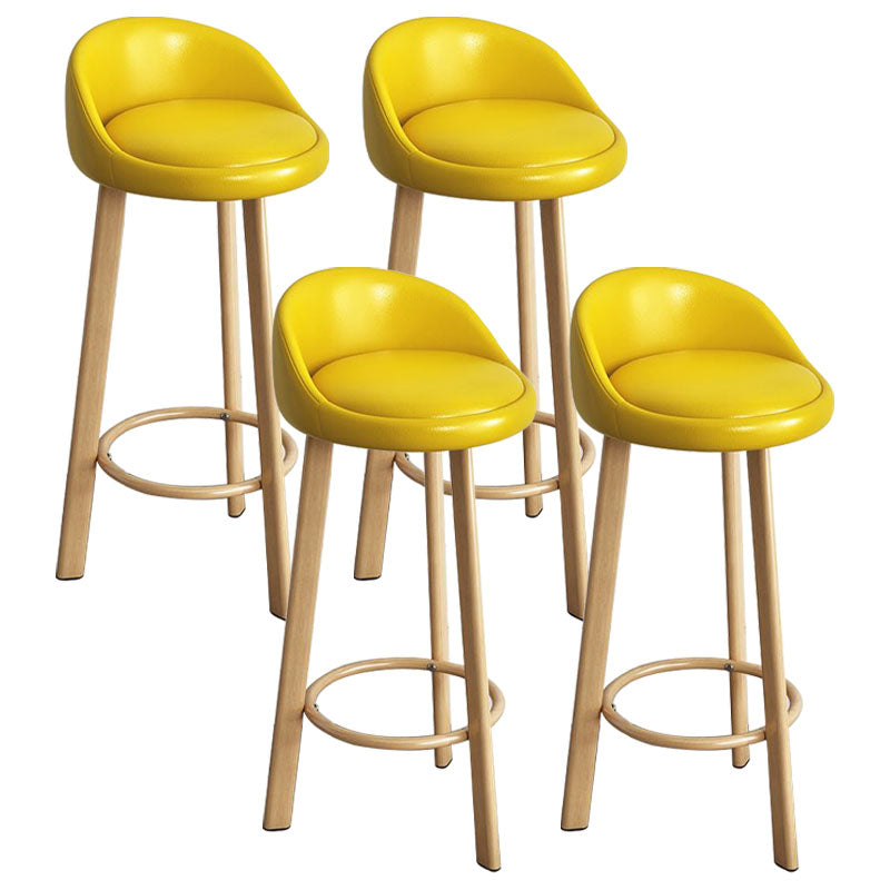 Glam Reception Upholstered Stool Matte Finish Round Footrest Stool Yellow Natural 4 Piece Set Clearhalo 'Bar Furniture' 'Bar Stools' 'bar_stools' 'furn' 'furn_bar_stools' 'Furniture' 'furniture_bar_stools' 'Kitchen & Dining Furniture' 4807943