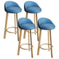 Glam Reception Upholstered Stool Matte Finish Round Footrest Stool Lake Blue Natural 4 Piece Set Clearhalo 'Bar Furniture' 'Bar Stools' 'bar_stools' 'furn' 'furn_bar_stools' 'Furniture' 'furniture_bar_stools' 'Kitchen & Dining Furniture' 4807944