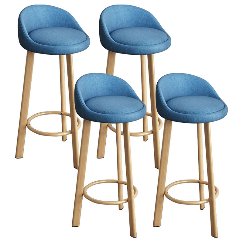 Glam Reception Upholstered Stool Matte Finish Round Footrest Stool Lake Blue Natural 4 Piece Set Clearhalo 'Bar Furniture' 'Bar Stools' 'bar_stools' 'furn' 'furn_bar_stools' 'Furniture' 'furniture_bar_stools' 'Kitchen & Dining Furniture' 4807944