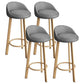 Glam Reception Upholstered Stool Matte Finish Round Footrest Stool Grey Natural 4 Piece Set Clearhalo 'Bar Furniture' 'Bar Stools' 'bar_stools' 'furn' 'furn_bar_stools' 'Furniture' 'furniture_bar_stools' 'Kitchen & Dining Furniture' 4807945