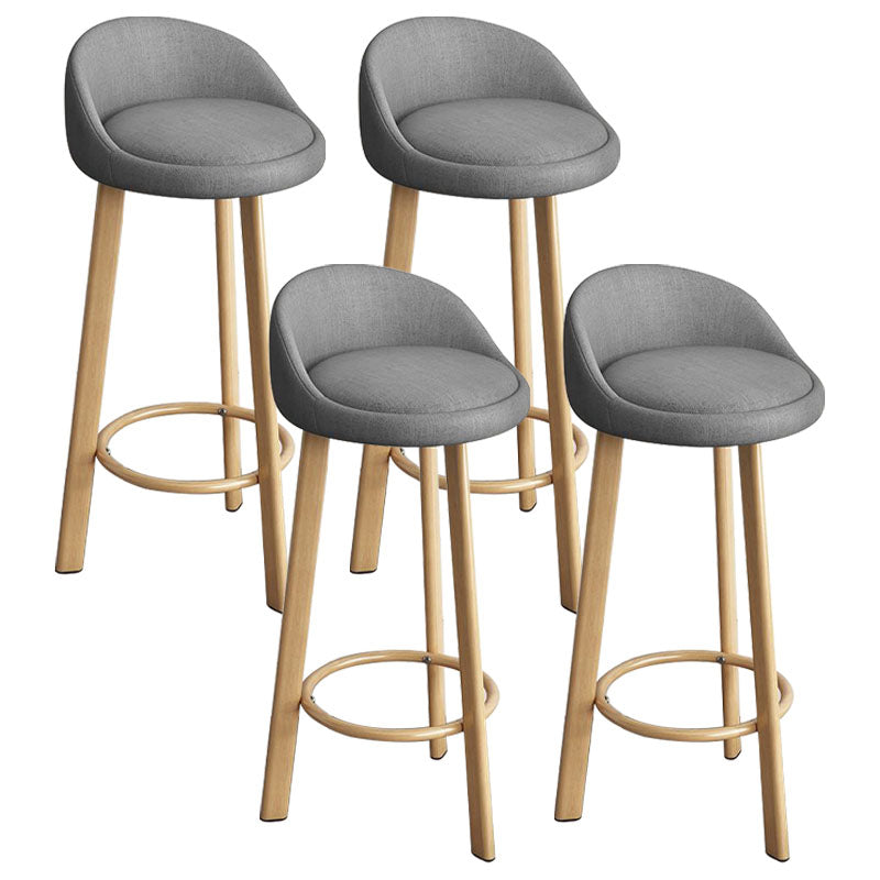 Glam Reception Upholstered Stool Matte Finish Round Footrest Stool Grey Natural 4 Piece Set Clearhalo 'Bar Furniture' 'Bar Stools' 'bar_stools' 'furn' 'furn_bar_stools' 'Furniture' 'furniture_bar_stools' 'Kitchen & Dining Furniture' 4807945
