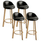 Glam Reception Upholstered Stool Matte Finish Round Footrest Stool Gloss Black Natural 4 Piece Set Clearhalo 'Bar Furniture' 'Bar Stools' 'bar_stools' 'furn' 'furn_bar_stools' 'Furniture' 'furniture_bar_stools' 'Kitchen & Dining Furniture' 4807948