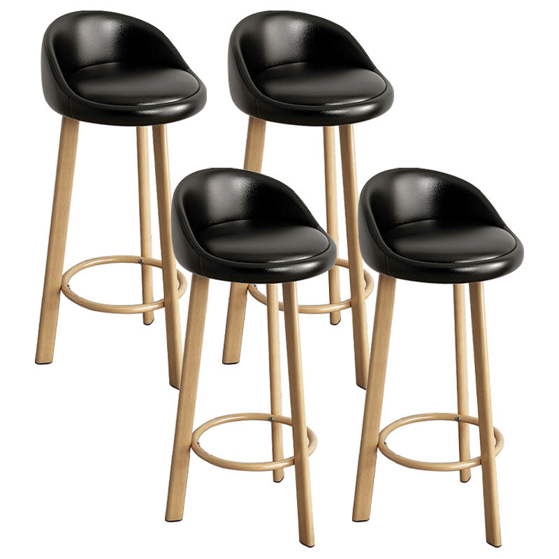 Glam Reception Upholstered Stool Matte Finish Round Footrest Stool Gloss Black Natural 4 Piece Set Clearhalo 'Bar Furniture' 'Bar Stools' 'bar_stools' 'furn' 'furn_bar_stools' 'Furniture' 'furniture_bar_stools' 'Kitchen & Dining Furniture' 4807948