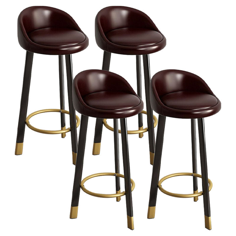 Glam Reception Upholstered Stool Matte Finish Round Footrest Stool Brown Black 4 Piece Set Clearhalo 'Bar Furniture' 'Bar Stools' 'bar_stools' 'furn' 'furn_bar_stools' 'Furniture' 'furniture_bar_stools' 'Kitchen & Dining Furniture' 4807949