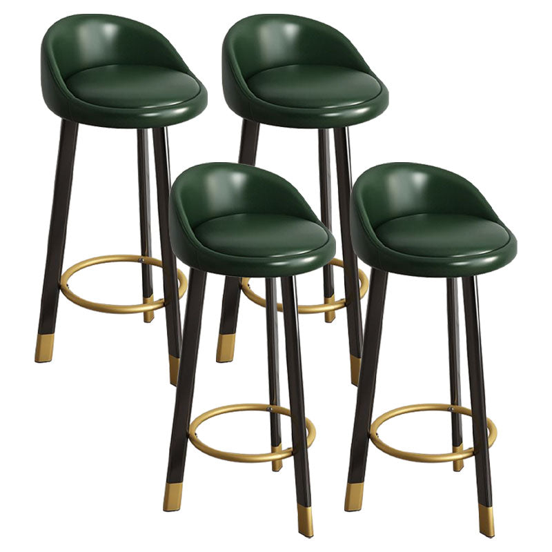 Glam Reception Upholstered Stool Matte Finish Round Footrest Stool Blackish Green Black 4 Piece Set Clearhalo 'Bar Furniture' 'Bar Stools' 'bar_stools' 'furn' 'furn_bar_stools' 'Furniture' 'furniture_bar_stools' 'Kitchen & Dining Furniture' 4807950