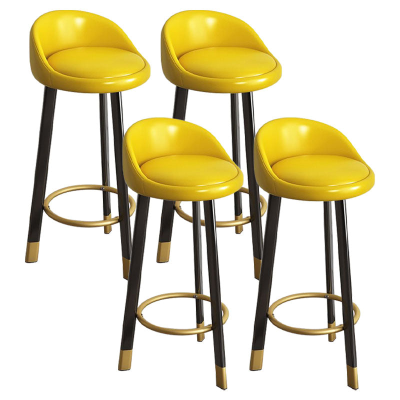 Glam Reception Upholstered Stool Matte Finish Round Footrest Stool Yellow Black 4 Piece Set Clearhalo 'Bar Furniture' 'Bar Stools' 'bar_stools' 'furn' 'furn_bar_stools' 'Furniture' 'furniture_bar_stools' 'Kitchen & Dining Furniture' 4807951