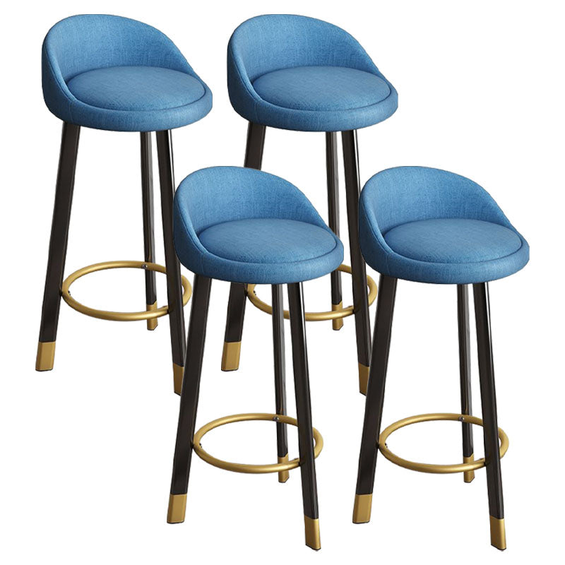 Glam Reception Upholstered Stool Matte Finish Round Footrest Stool Lake Blue Black 4 Piece Set Clearhalo 'Bar Furniture' 'Bar Stools' 'bar_stools' 'furn' 'furn_bar_stools' 'Furniture' 'furniture_bar_stools' 'Kitchen & Dining Furniture' 4807952