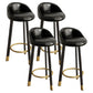 Glam Reception Upholstered Stool Matte Finish Round Footrest Stool Gloss Black Black 4 Piece Set Clearhalo 'Bar Furniture' 'Bar Stools' 'bar_stools' 'furn' 'furn_bar_stools' 'Furniture' 'furniture_bar_stools' 'Kitchen & Dining Furniture' 4807956