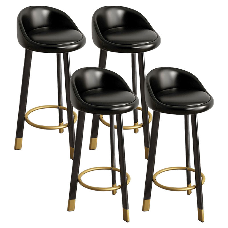 Glam Reception Upholstered Stool Matte Finish Round Footrest Stool Gloss Black Black 4 Piece Set Clearhalo 'Bar Furniture' 'Bar Stools' 'bar_stools' 'furn' 'furn_bar_stools' 'Furniture' 'furniture_bar_stools' 'Kitchen & Dining Furniture' 4807956