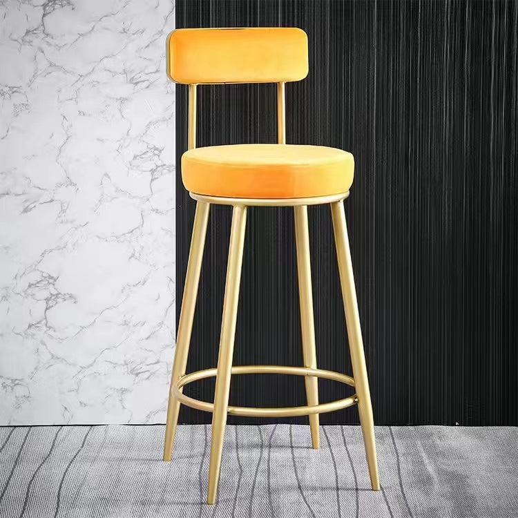 Scandinavian Round Armless Counter Stools Upholstered Bar Stools for Home Yellow 1 Piece Clearhalo 'Bar Furniture' 'Bar Stools' 'bar_stools' 'furn' 'furn_bar_stools' 'Furniture' 'furniture_bar_stools' 'Kitchen & Dining Furniture' 4807959
