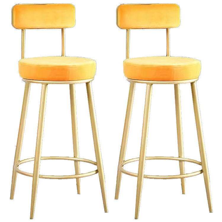 Scandinavian Round Armless Counter Stools Upholstered Bar Stools for Home Yellow 2 Piece Set Clearhalo 'Bar Furniture' 'Bar Stools' 'bar_stools' 'furn' 'furn_bar_stools' 'Furniture' 'furniture_bar_stools' 'Kitchen & Dining Furniture' 4807961