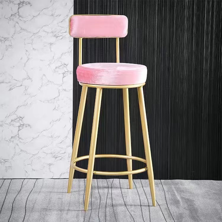 Scandinavian Round Armless Counter Stools Upholstered Bar Stools for Home Pink 1 Piece Clearhalo 'Bar Furniture' 'Bar Stools' 'bar_stools' 'furn' 'furn_bar_stools' 'Furniture' 'furniture_bar_stools' 'Kitchen & Dining Furniture' 4807965