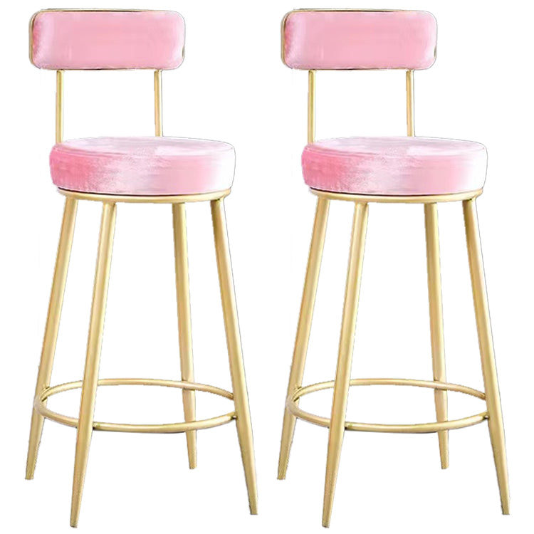 Scandinavian Round Armless Counter Stools Upholstered Bar Stools for Home Pink 2 Piece Set Clearhalo 'Bar Furniture' 'Bar Stools' 'bar_stools' 'furn' 'furn_bar_stools' 'Furniture' 'furniture_bar_stools' 'Kitchen & Dining Furniture' 4807967