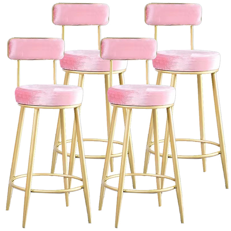 Scandinavian Round Armless Counter Stools Upholstered Bar Stools for Home Pink 4 Piece Set Clearhalo 'Bar Furniture' 'Bar Stools' 'bar_stools' 'furn' 'furn_bar_stools' 'Furniture' 'furniture_bar_stools' 'Kitchen & Dining Furniture' 4807969