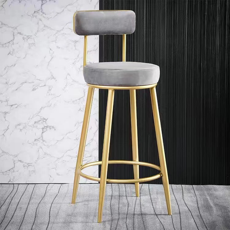 Scandinavian Round Armless Counter Stools Upholstered Bar Stools for Home Grey 1 Piece Clearhalo 'Bar Furniture' 'Bar Stools' 'bar_stools' 'furn' 'furn_bar_stools' 'Furniture' 'furniture_bar_stools' 'Kitchen & Dining Furniture' 4807970
