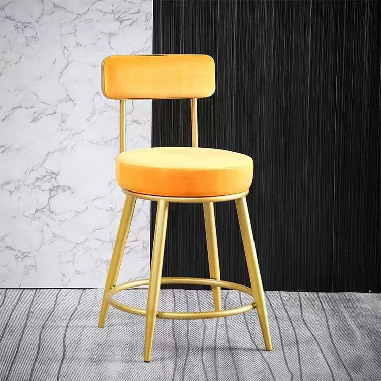 Scandinavian Round Armless Counter Stools Upholstered Bar Stools for Home Yellow 1 Piece Short Stool(18"H) Clearhalo 'Bar Furniture' 'Bar Stools' 'bar_stools' 'furn' 'furn_bar_stools' 'Furniture' 'furniture_bar_stools' 'Kitchen & Dining Furniture' 4807983