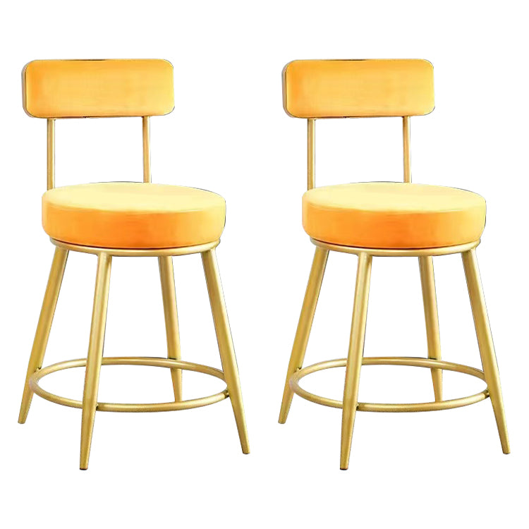 Scandinavian Round Armless Counter Stools Upholstered Bar Stools for Home Yellow 2 Piece Set Short Stool(18"H) Clearhalo 'Bar Furniture' 'Bar Stools' 'bar_stools' 'furn' 'furn_bar_stools' 'Furniture' 'furniture_bar_stools' 'Kitchen & Dining Furniture' 4807984